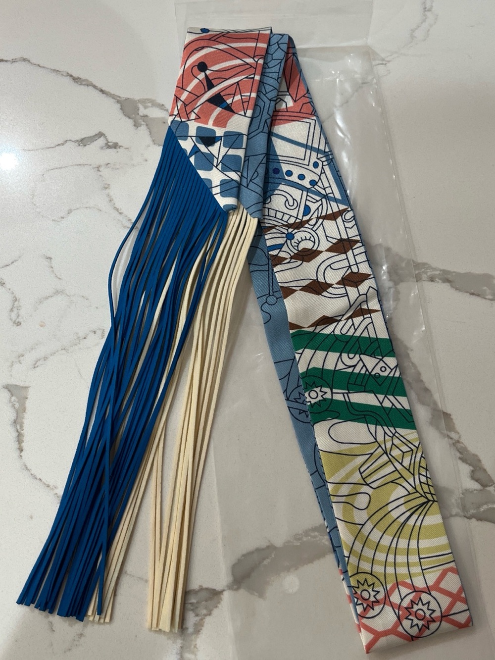 Colorful Silk Tassel twilly with Fringe
